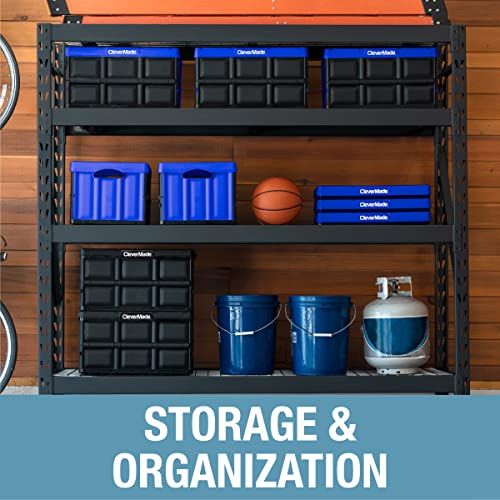 Clevermade 62L Collapsible Storage Bins - Folding Plastic Stackable Utility Crates, Solid Wall, No Lid, 3 Pack, Black #TOP2