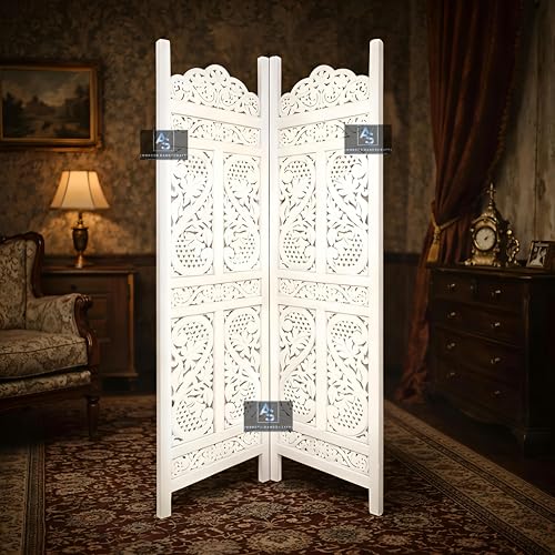 Image of Partition for Living Room,Divider,Partition Wall Divider Screen Separator, Wall Panel Divider for Hall | Bedroom |Office | Puja Room | Restaurant S Design (2- Panels White)