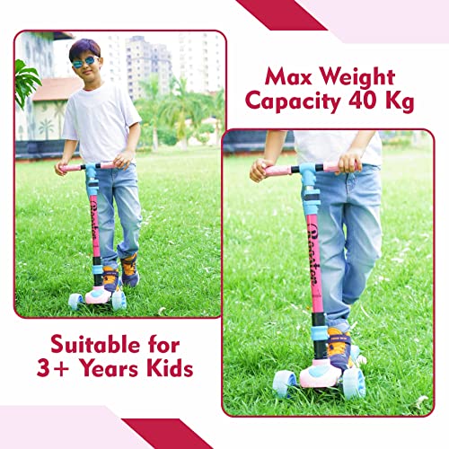 Image of WISHKEY Rooster Kick Scooter for Kids, Stylish Foldable Scooter for Girls with Adjustable Handle, Lightweight Easy to Steer with PP Glass Frame, Pink, 3+ Years (Pack of 1)