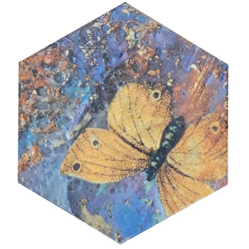Butterfly Yellow Single Ceramic Hexagon 6In X 7In Tile For Walls #TOP24