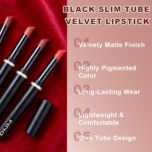 Image of evpct Warm Brown Velvet Matte Lipstick, High Pigmented Slim Lipstick Long Lasting Waterproof for Women Gift, Velvet Silky Lip Stick Stain Color Makeup Blendable 24 Hours Original Makeup Labiales, 886#