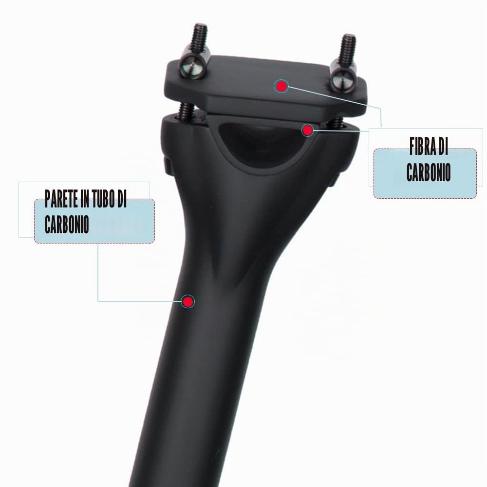 QIKU Carbonio Reggisella MTB/Strada Reggisella Bici,reggisella Bicicletta regolabile3K/UD 27.2/31.6 * 350mm/400mm