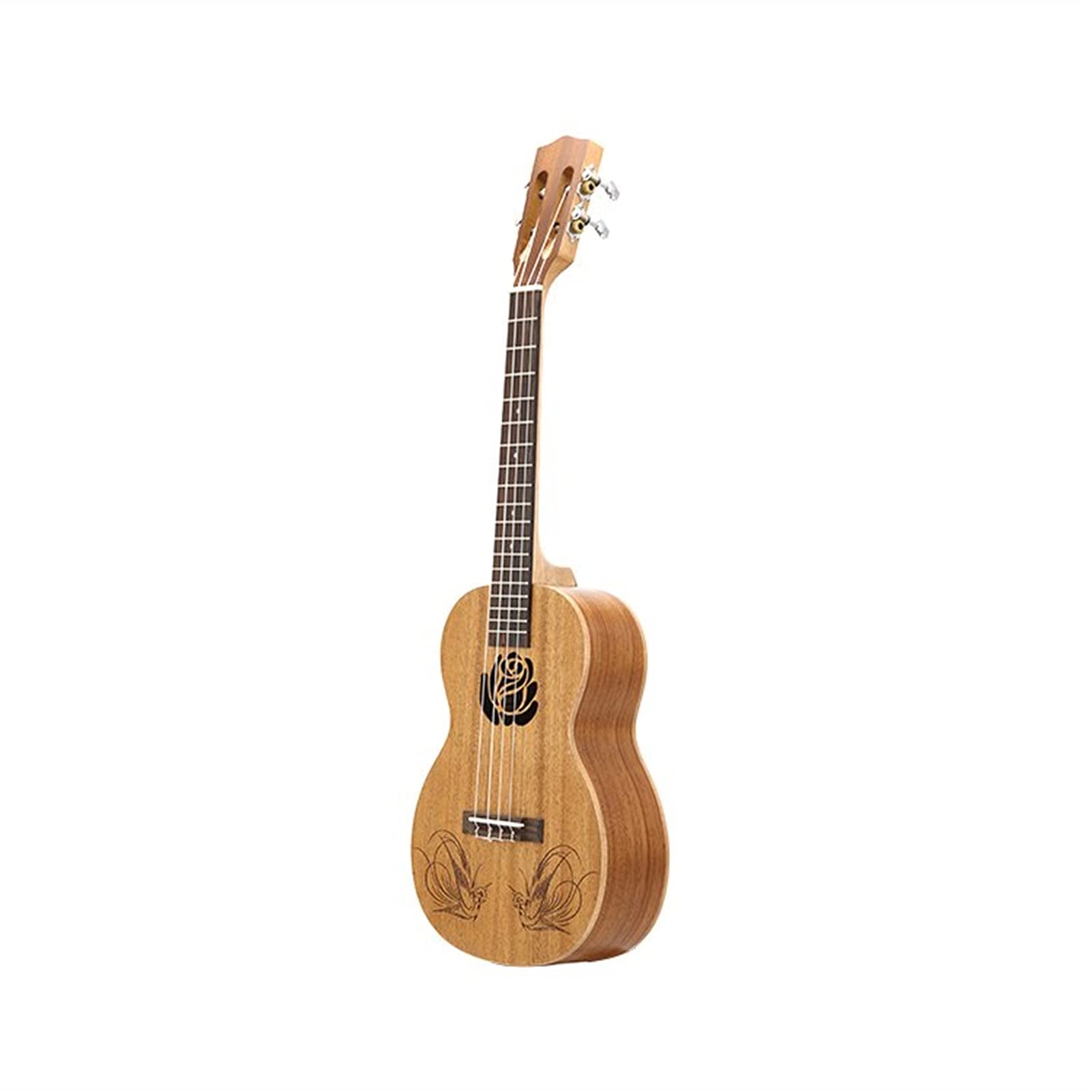 Ukulele koncertowe Początkujący Ukulele 26 23 Cal Top Mahoń Tenor Ukelele Palisander Podstrunnica 4 Struny Hawaje Mini Gitara Grawerowany Wzór(Size:23 inches)