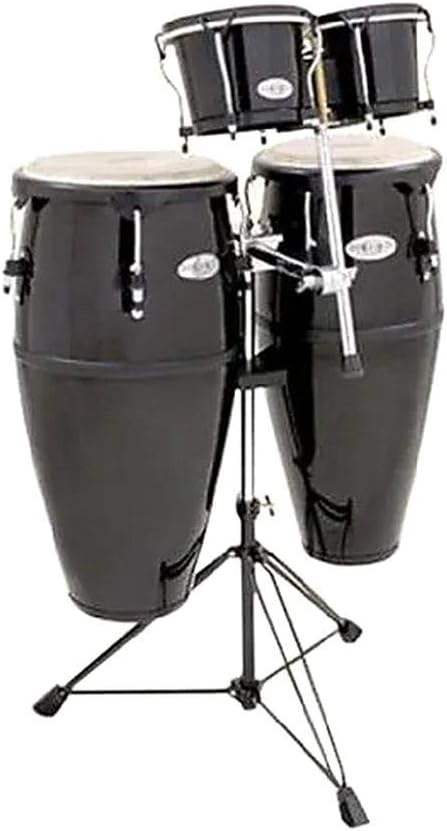 Toca 2300FBK-K Synergy Series Fiberglass Conga Set with Stand, Bongos & Bongo Mounting Bracket - Black