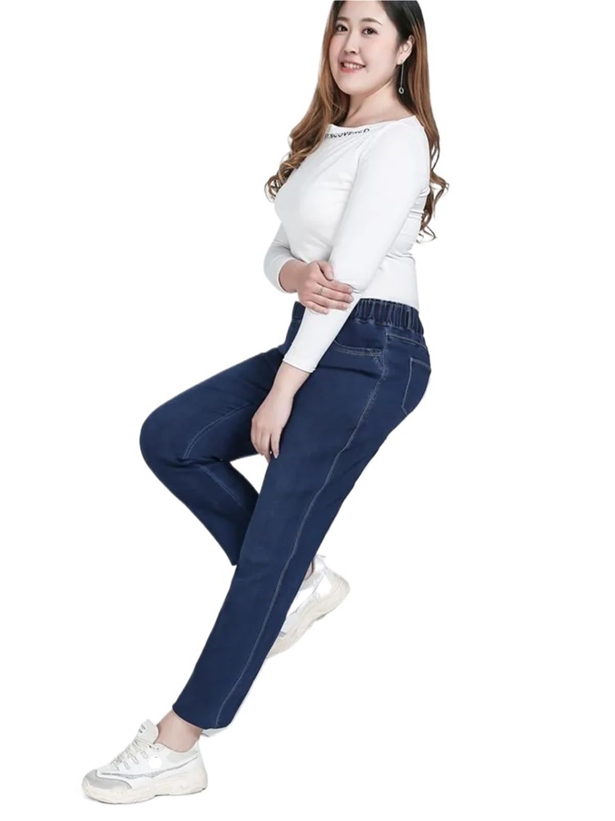 Vaqueros Mujer Pantalones Vaqueros elásticos Negros for Mujer, Talla 9XL, Holgados, de Talla Grande, for niña