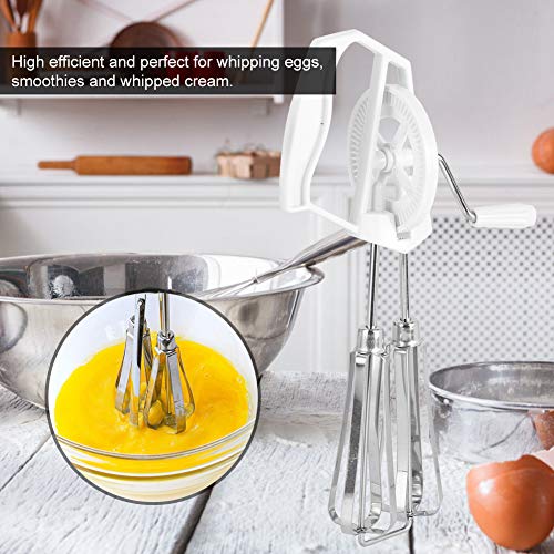 Gsycle Hand Crank Egg Beater, Manual Egg Beater, Stainless Steel Hand Mixer for Kitchen