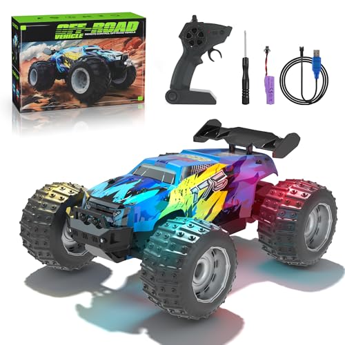 Fitrobust Remote Control Car with Cool Body Lights, 2.4GHz Anti-Interference Monster Truck, 30+...