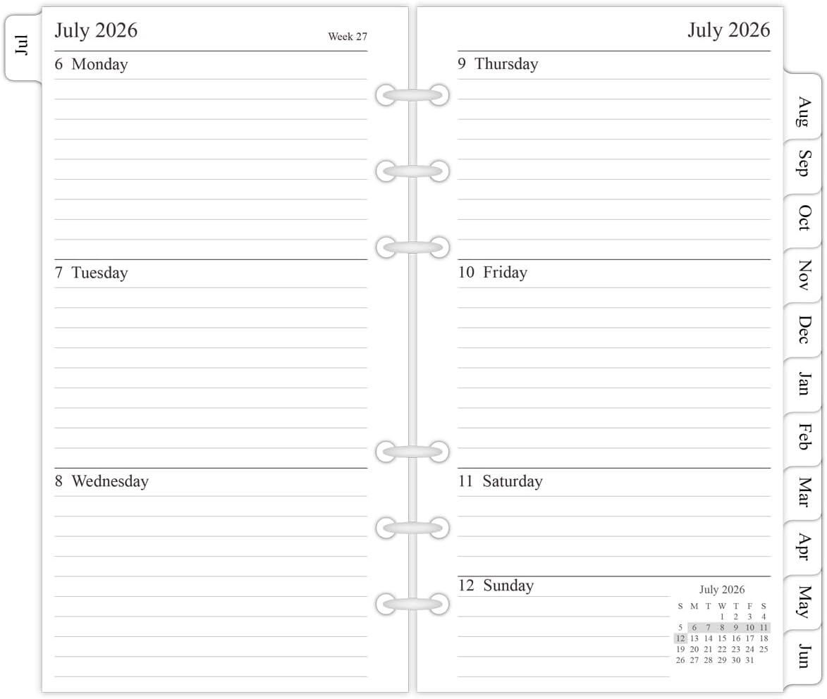 newestor 2026-2027 Weekly & Monthly Planner Refill, 3-3/4" x 6-3/4", Jul 2026 - Jun 2027, Personal/Compact/Size 3