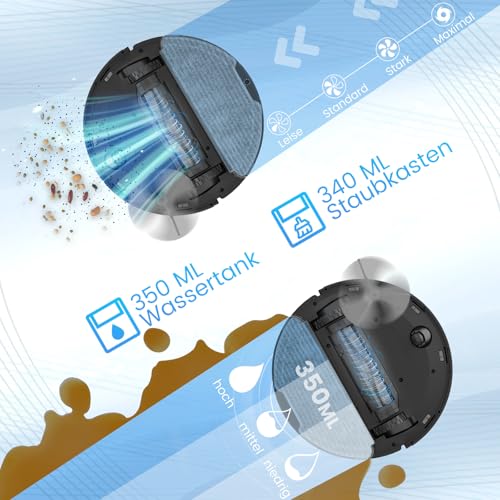 Robot Vacuum Cleaner with Wiping Function, 3.5 L Vacuum Cleaner Robot with Suction Station, 180 Min Runtime, LiDAR Navigation, App Control