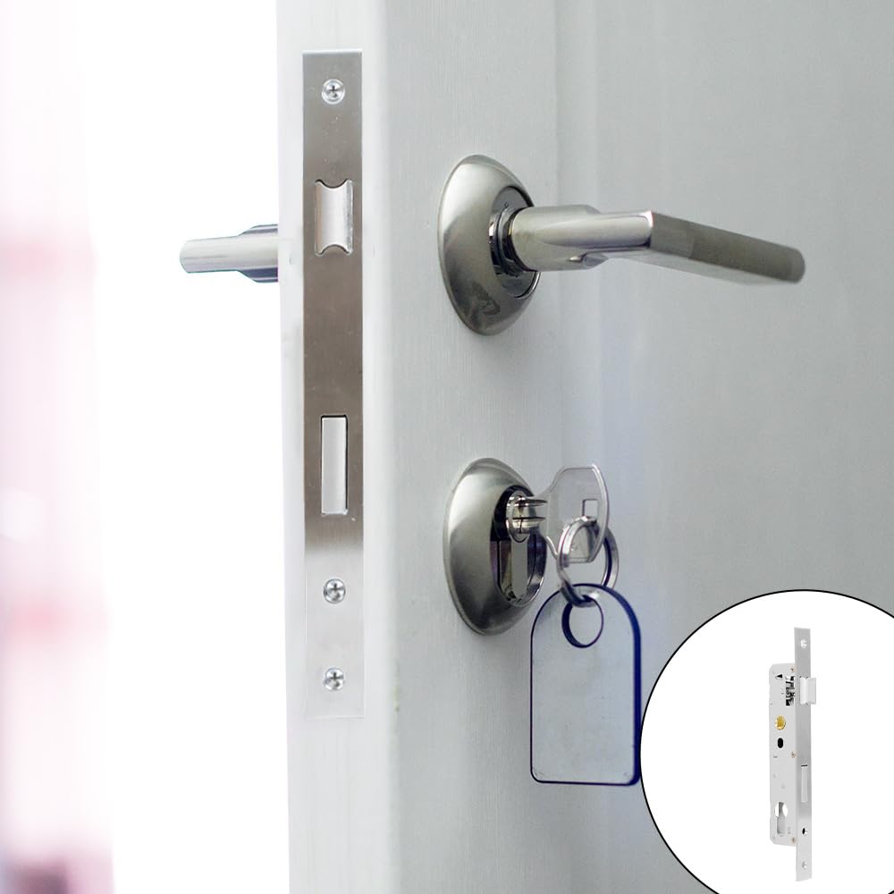 2 Piezas Cerradura Monopunto de Palanca de Acero Inoxidable Cerradura para Marco Tubular Distancia de 85 mm, Mandril de 35 mm para Puerta de Jardin, Puerta Metálica de Casa para Izquierda/Dere