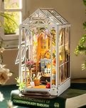 Rolife Book Nook Kits for Adults DIY Miniature Kit with Light for Desk Library Bookshelf Decoration 3D Wooden Puzzle Greenhouse Booknook Model Kits for Adults to Build Gifts for Women