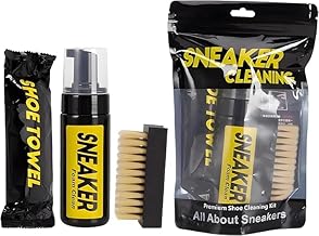 Sneaker Cleaner Kit - 5.3oz Water-Free Foam with Brush & Cloth - for White Shoes Suede Boots Canvas PU Fabric - Black - Ideal Shoe Cleaning Solution Black
