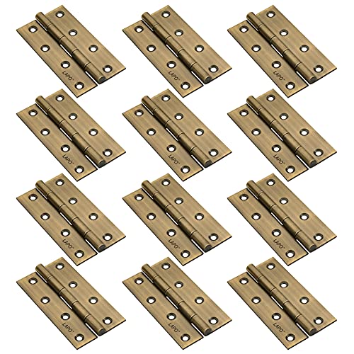 Image of LAPO Door Hinges, 4 Inch x 14 Gauge /1.8mm Thickness, Stainless Steel Butt Hinges, Smooth Silent Operation, Suitable for Bedroom Doors, Cupboards & Windows, 5 Years Warranty, Antique Finish, Pack of 12