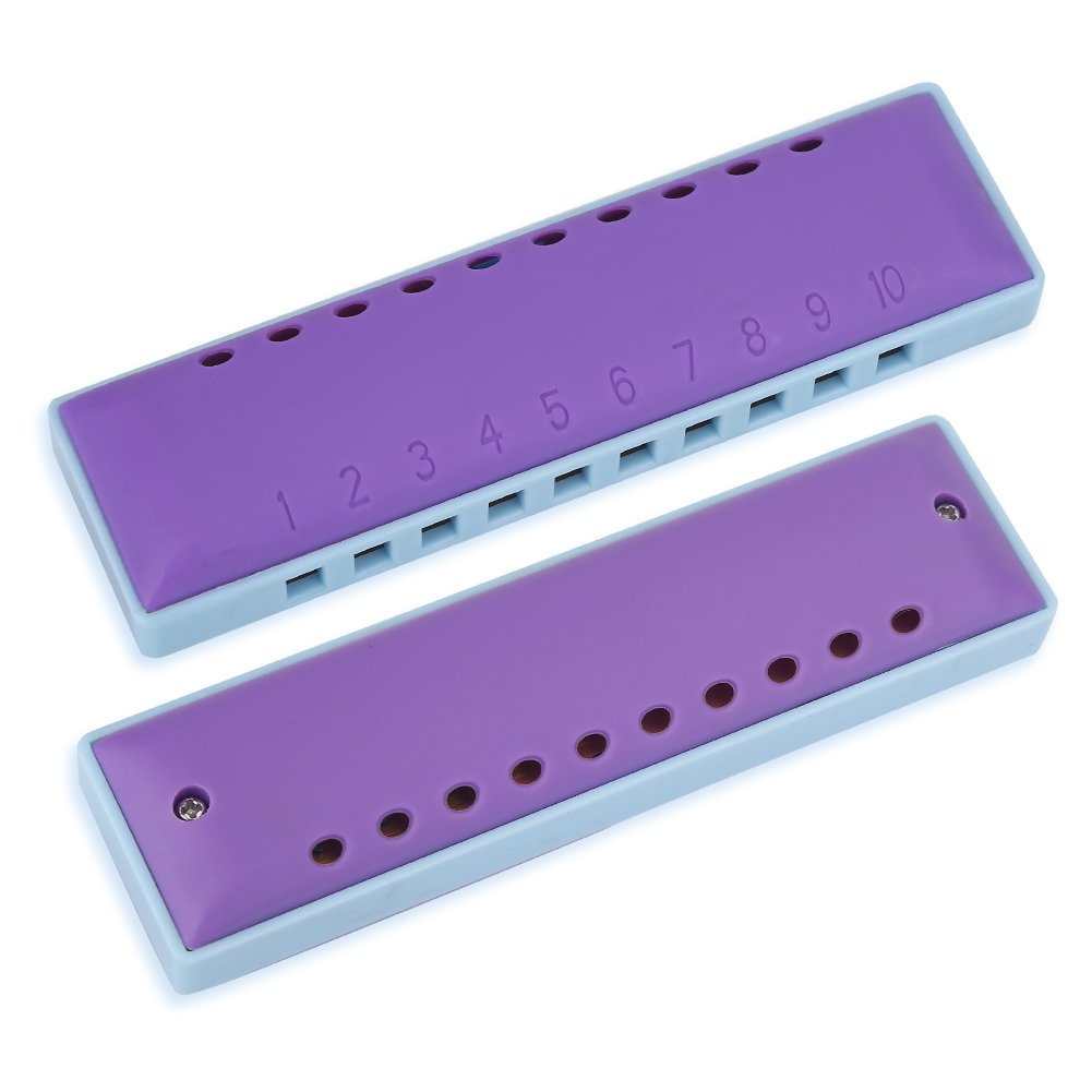 Harmonica z bezpieczną budową żywicy, Przezroczyste Tony i Adnotacje Cyfrowe, Idealne Pierwsze Instrument dla Dzieci i Początkujących, Fioletowe żywice Harmoniczne dla Rock Jazz Folk