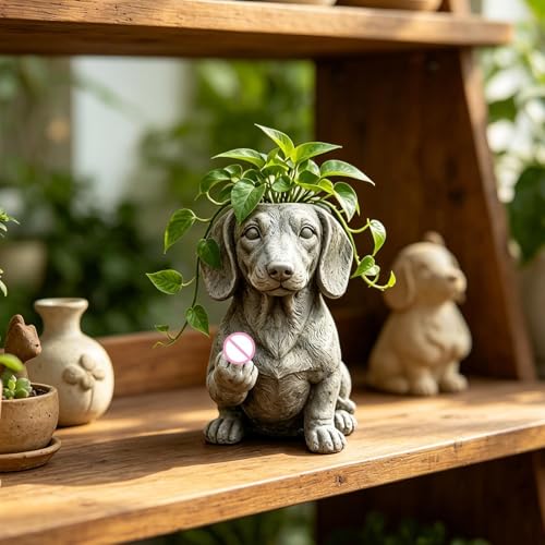 Cache-pot chien insolite déco jardin extérieur résistant aux intempéries - 4