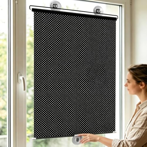 45X200cm Store occultant à Ventouse - sans perçage - pour fenêtre - Rideau Protection Solaire Isolant Thermique-Amovible-Pare-Soleil de Voiture- écrans...