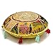 DK Homewares Ethnique Fleur Jaune 18 X 18 Pouces Housse De Coussin De Sol Rond Patchwork Brodé Décor De Salon Housse De Coussin De Sol (45 X 45 Cm/Jaune) | Couverture Seulement