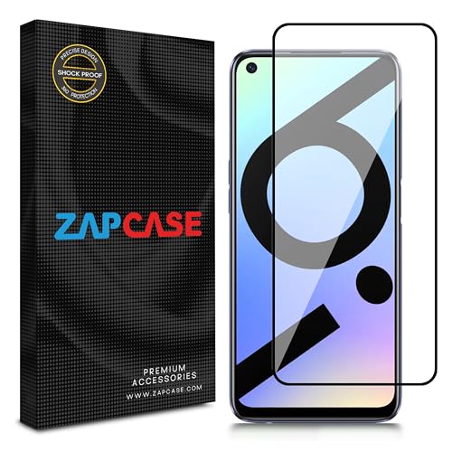 Image of ZAP CASE HD Plus Tempered Glass Screen Protector Compatible For Realme 6i (Black) Edge To Edge Coverage With Easy Installation Kit