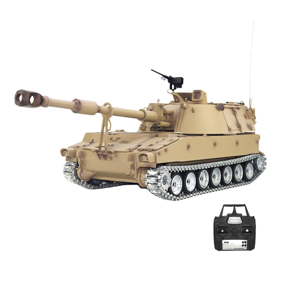 Remorte Czołg kontrolny 1/16 2,4G RC M109A2 czołg granatowy, symulacyjny model pojazdu wojskowego z efektami dźwiękowymi i świetlnymi, dym i pociskami, walka na podczerwień (wersja metalowa)