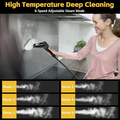 Dampfreiniger 2500W Dampfreiniger Handgerät mit 1.7L Wassertank Mehrzweck Steam Cleaner, Dampfreiniger mit 14 Zubehörteilen, 15 Sekunden Aufheizzeit, 6 Modi Einstellbar für Küchen und Badezimmer