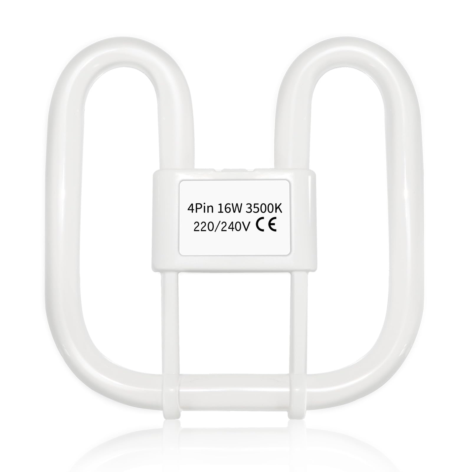 Akynite GR10q 4-Pin Bulb 16W 3500K Warm White, 950LM, Small 13.3x13.3cm, 4 Pin CFL Compact Fluorescent Light Bulb, AC 230V, not dimmable, GR10q DD Flat Butterfly Bulb for Flush Ceiling Light, 1PC