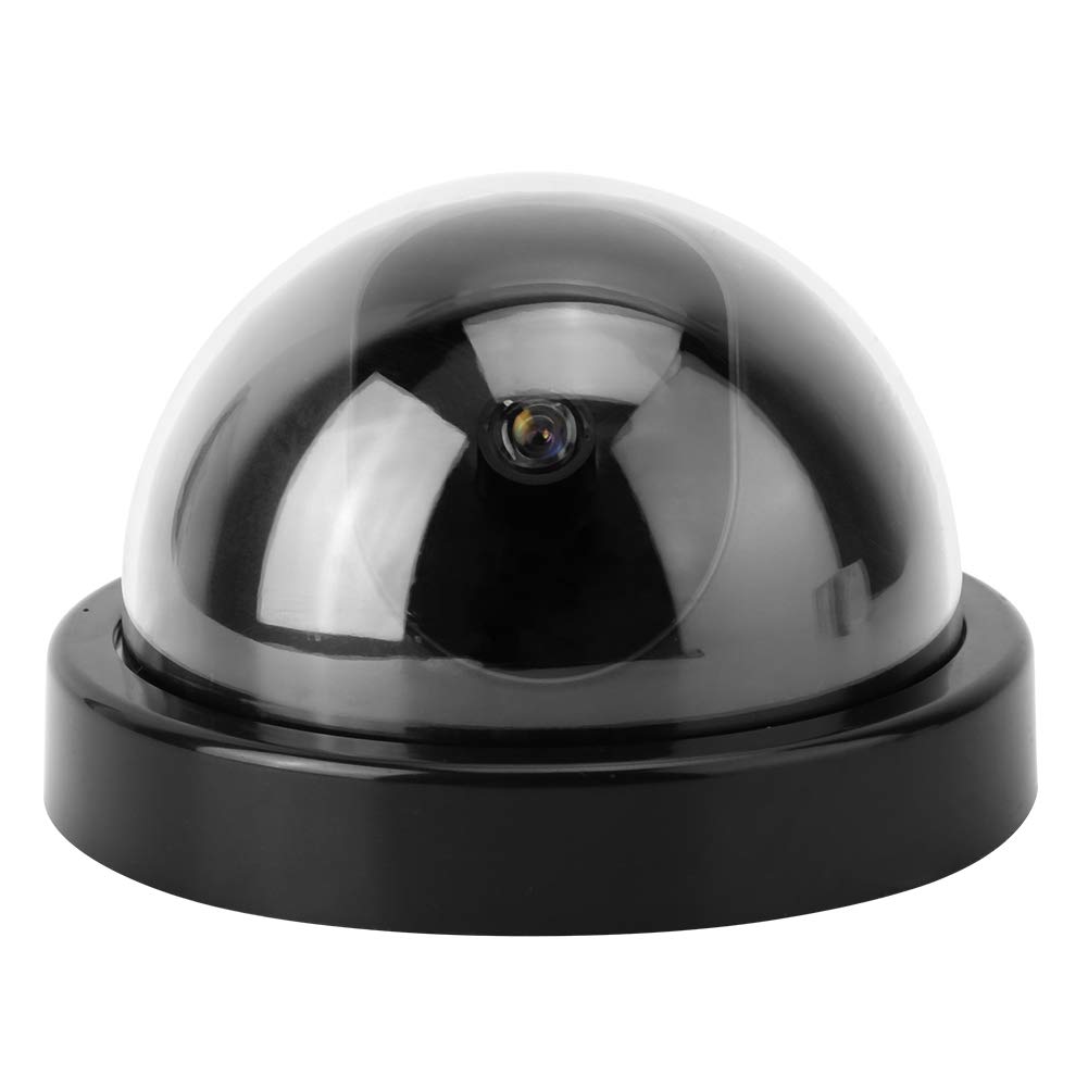 Blink - Telecamere di sicurezza finte, per esterni, 4 pezzi, telecamera di sorveglianza a cupola, finta telecamera di sicurezza CCTV, con luce LED lampeggiante (bianco) (nero)