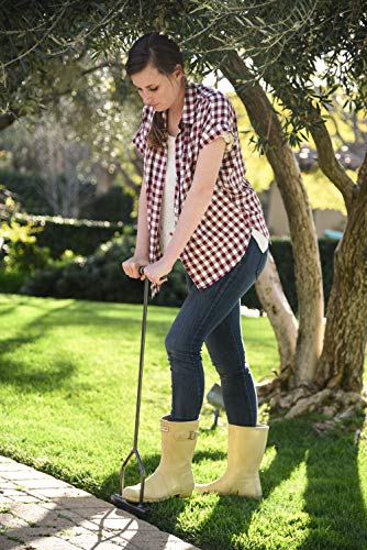 Yard Butler Step Edger Manual Steel Lawn Garden Sidewalk Grass Long Handled Foot Edging Tool With Rounded Saw Tooth Blade EDGE-180,gray