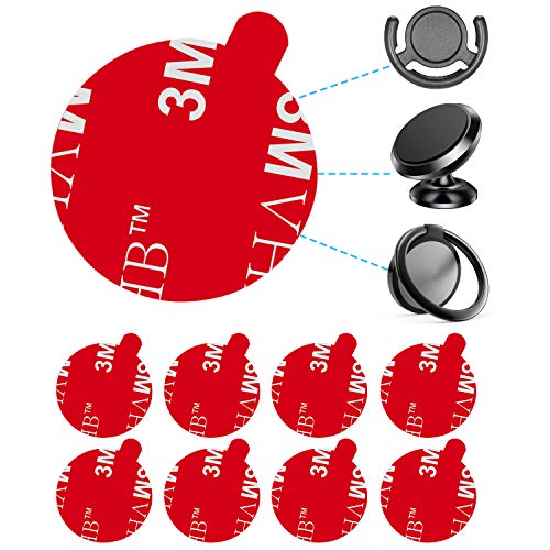 Sticky Adhesive Replacement for Magnetic Car Mount, POP-TECH 8PCS Circular Heat Resistant 3M VHB Double Sided Strong Sticker Pads for Magnet Cell Phone Stand & Finger Ring Holder & Socket Grip Mount