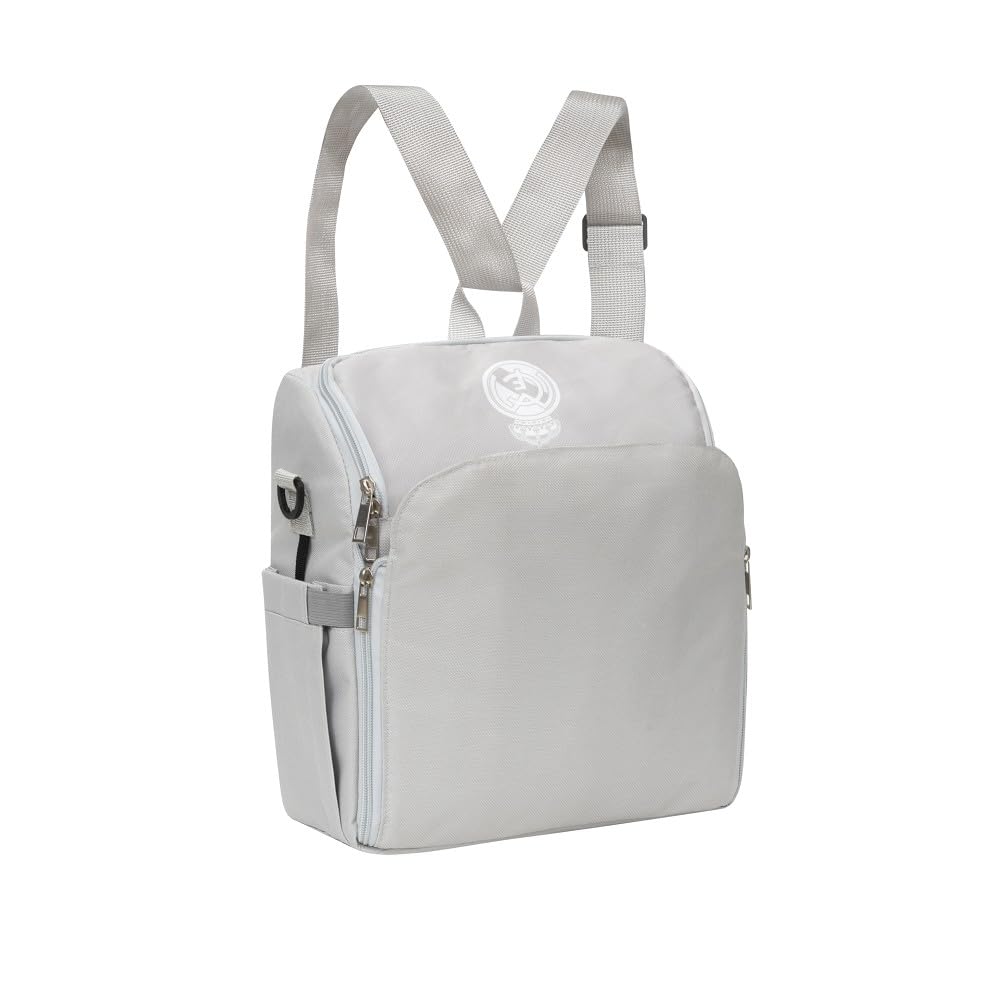 Interbaby - Real Madrid Reise-Sitzerhöhung. In Rucksack oder Tasche verwandelbar. Faltbar, leicht und mit verstellbarem Tragegurt. Verstellbarer 5-Punkt-Sicherheitsgurt.