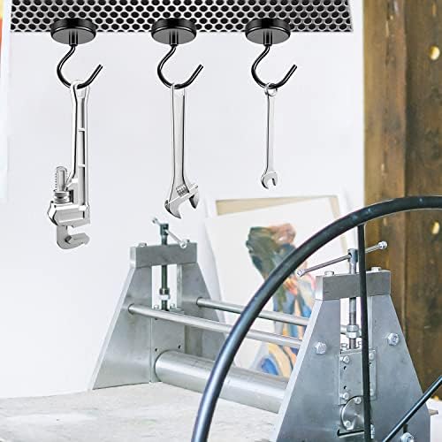 100 lb+ Pull Magnetic Hooks Heavy Duty, Neodymium Magnet Hook for Hanging, Magnets with Hooks, Extra Strong Magnetic Hooks for Fridge, Magnetic Hanger for Towel, Kitchen, Bedroom, Bathroom - 4 Pack