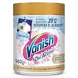 Vanish Oxi Action Multipoder Quitamanchas Multibeneficio, Blanqueador y Potenciador de Lavado, para Ropa Blanca, en Polvo, sin Lejía, 800 gr