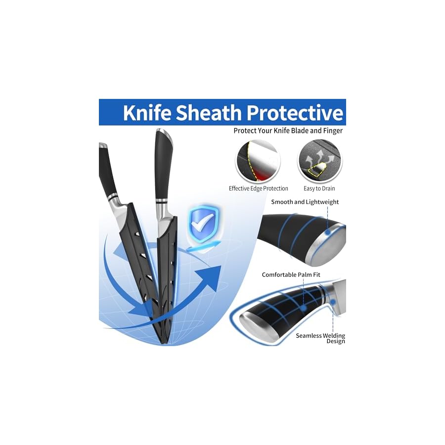 XYJ Knives,Professional Knife Sets for Master Chefs,13 Pcs Chef Knife Set with Magnetic Knife Block,Meat Cleaver Butcher for Camping