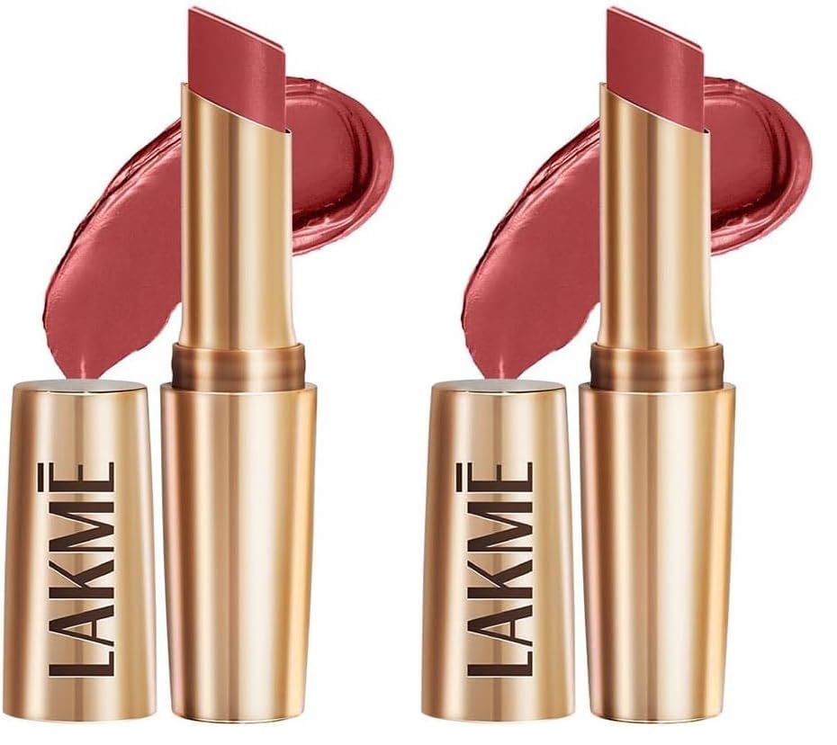 Image of LAKME LAKM Lakme Powerplay Priming Matte Lipstick, Smooth Finish, Lightweight Smudgeproof, Lasts 16hrs, Hydrates Lips, Roseatte Red, 3.6g | Red (Pack of 2)