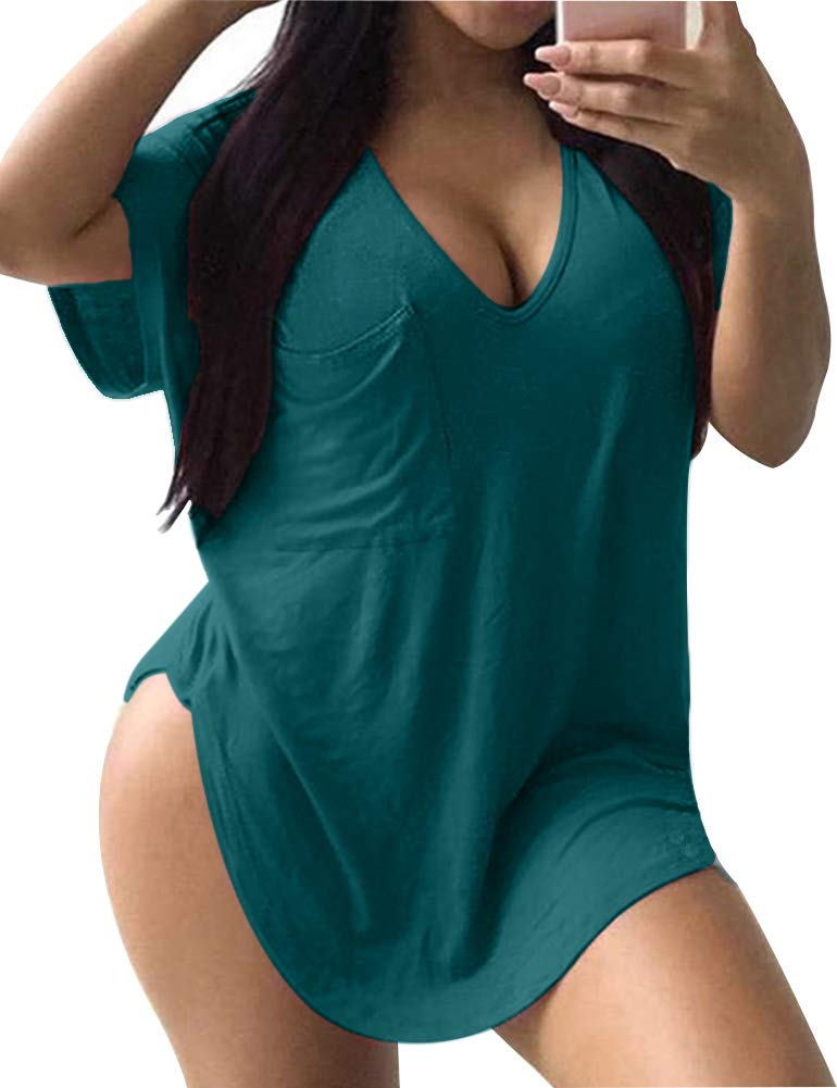 ALLEGRACE Womens Casual Scoop Collar Plus Size T Shirts Summer Tops Tee