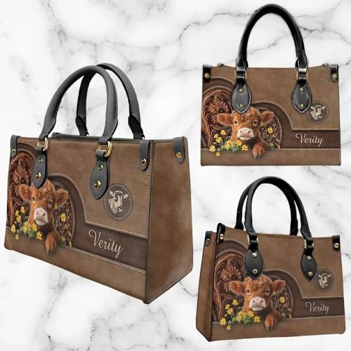 Bolso personalizado de cuero con diseño de vaca miniatura 5