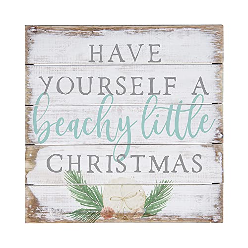 Simply Said, INC Perfect Pallets Petites 8" Wood Sign - Beachy Little Christmas - Distressed Rustic Christmas Decor - Coastal Holiday Decor - Christmas Farmhouse Decor - 8 x 8 Inch