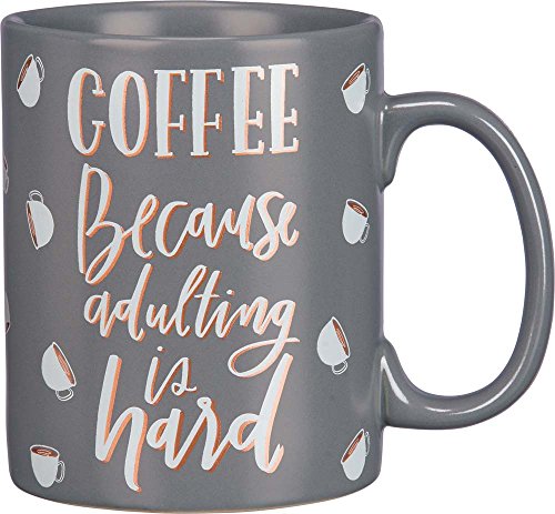 Primitives by Kathy - Taza de café, diseño con texto "Coffee Because Adulting is Hard Coffee"