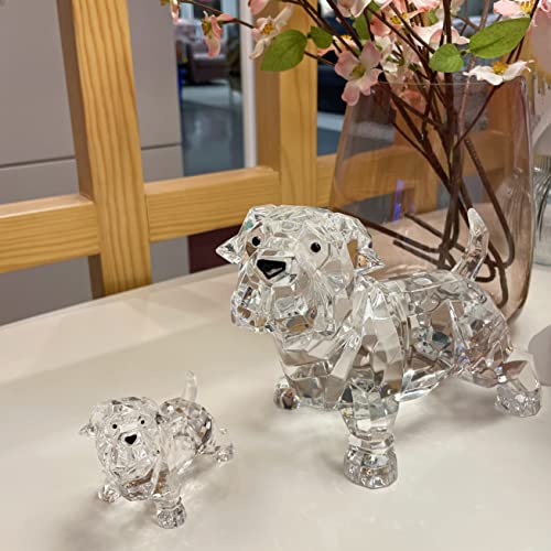 Darmomoon Acrylic Puppy Statues Dog Figurines Set Of 2 Animal Collectible Sculpture Lovely Craft Ornament Nice Gift 2 Piece Paperweight Figurine 7.8'' Long &3.5'' Long #TOP5