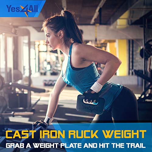 Yes4All Placa de ferro fundido, placa ponderada para rucking, balanços, agachamento, treinamento de