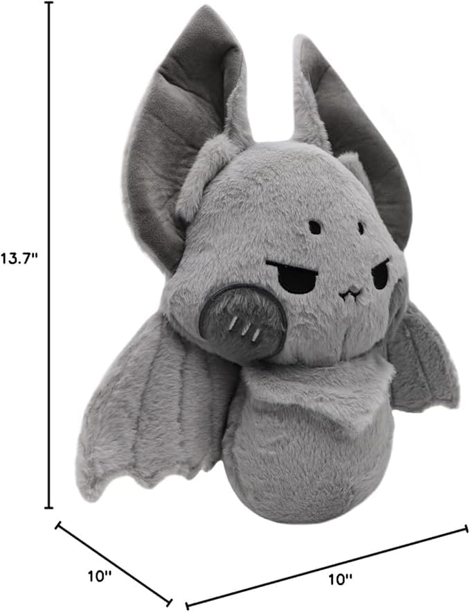 Image of Cuddly Gray Bat Plush Pillow Gothic Furry Bat Stuffed Gifts /13.7''