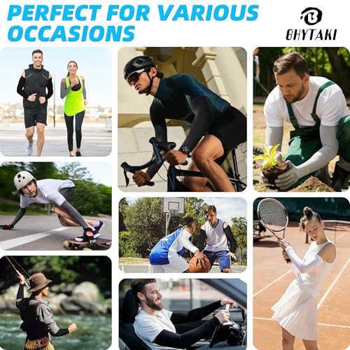 Image of BHYTAKI UV Sun Protection Arm Sleeves, UPF 50 Sports Cooling Arm Compression Sleeves for Men Women Teenager