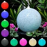 [page_title]-Köhko Wasserlichtspiel 40cm Kugelbrunnen 51004S in Natursteinoptik inkl. 24 Tasten IR-Fernbedienung