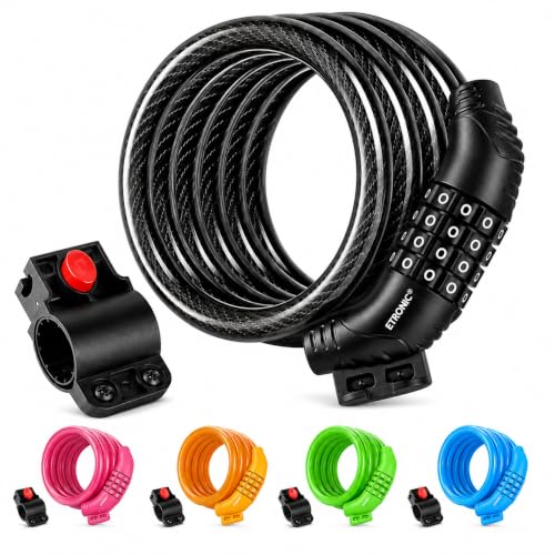 ETRONIC M6 Resettable Combination Lock Bike Cable, 6-Feet x ...