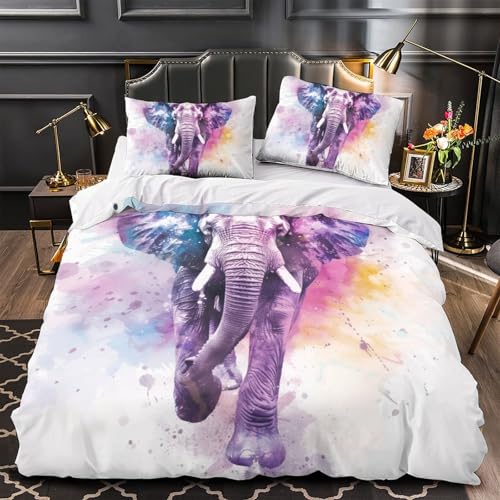 Lit éléphant 3D housse de couette microfibre anti-glisse avec zip solide