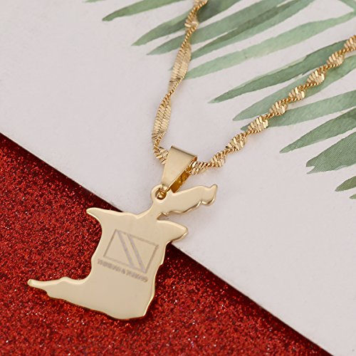Trinidad and Tobago Map Flag Pendant Necklace Stainless Steel Country Map Jewelry3