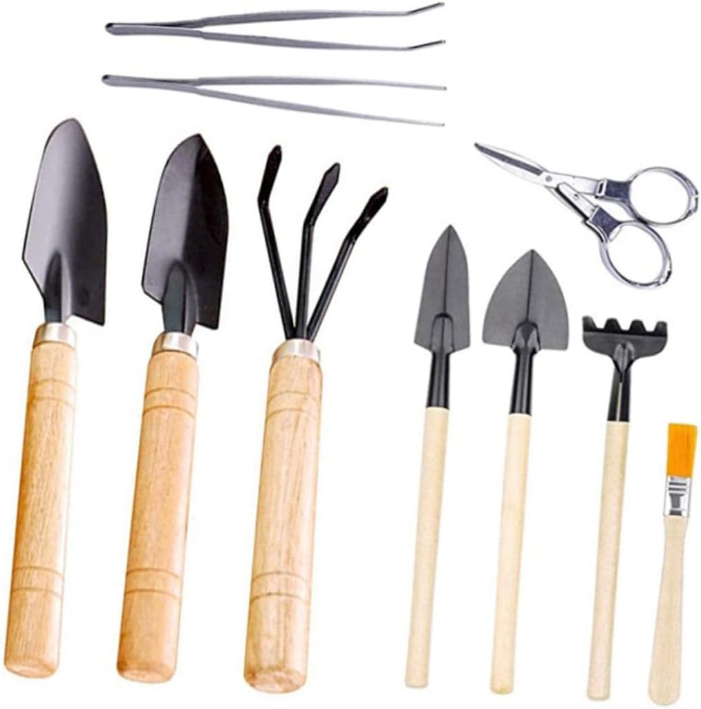 Toddmomy 10pcs Mini Planting Tool for Bonsai Gardening Ergonomic Design for Easy Handling Easy to Clean Plant Compact Gardening Kit