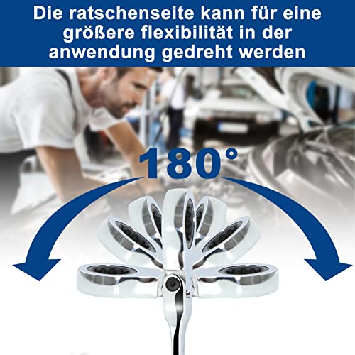 Maulschlüssel mit Ratsche Sorako Ringschlüssel Set 12-teilig