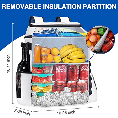 Heytrip Cooler Backpack 36 Cans Insulated Cooler Bag With Sternum Strap, Keep Freeze For 20 Hours, Waterproof & Leak-Proof Cooler With Multi-Compartments(White) #TOP5