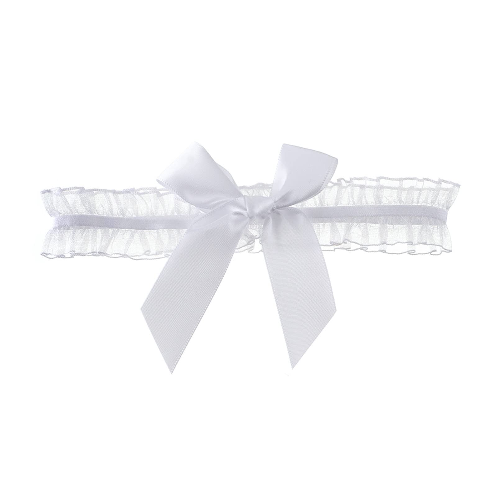 Accessori per Feste per Giochi di Ruolo Giarrettiera in Pizzo con Fiocco da Sposa Elastico (Color : White1, Size : One Size) (White2 One Size)