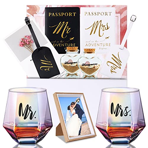 4Melly Wine Glasses Gifts For Mr And Mrs Gifts Wedding Gifts Bridal Shower Gifts Engagement Gifts For Couples Honeymoon Travel Essentials Present For Newlywed Marriage #TOP25